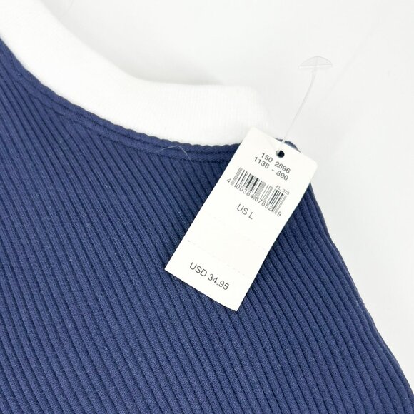 NWT Aerie Ribbed Plunge V-Neck Blue/White Contrast Sports Bra - Picture 5 of 5